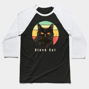 Black Cat Retro Baseball T-Shirt